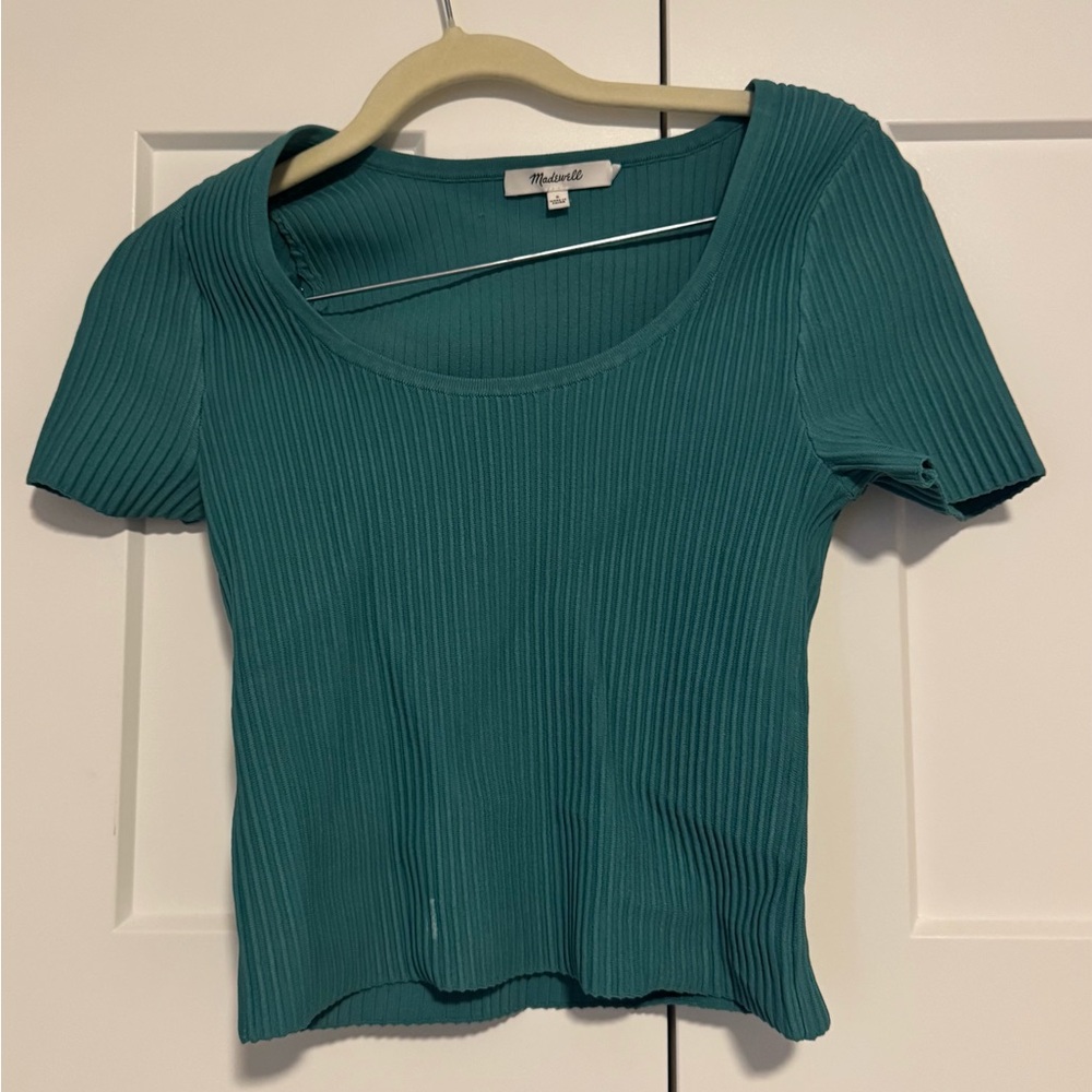 Madewell Teal Ribbed Crop Top